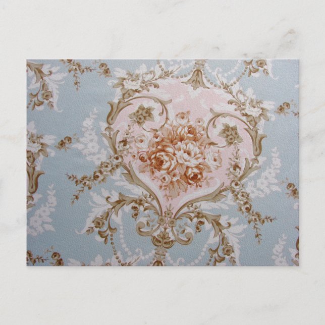 Cartão Postal De Convite Flores Vitorianas - Cartão de Resposta / Chá de Co (Frente)