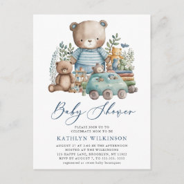 Cartão Postal De Convite Floresta Azul Mal Podemos Esperar Chá de fraldas