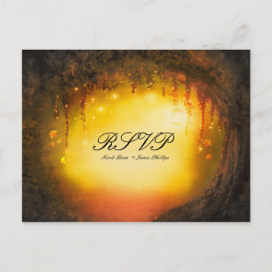 Cartão Postal De Convite Floresta Enchanted rústica da queda alaranjada que