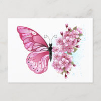 Flower Butterfly with Pink Sakura
