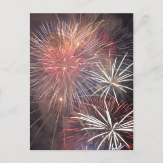 Cartão Postal De Convite Fogo de Artifício Festa Noite Céu Luzes Coloridas 