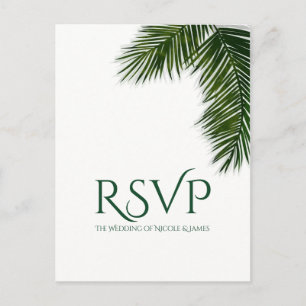 Cartão Postal De Convite Folha de Palmeira Tropical Elegante Festa Casament