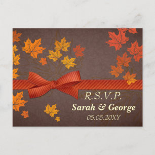 Cartão Postal De Convite folhas de bordo que Wedding o rsvp
