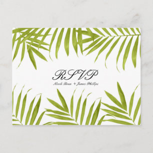 Cartão Postal De Convite Folhas Tropicais Verão Casamento Elegante RSVP