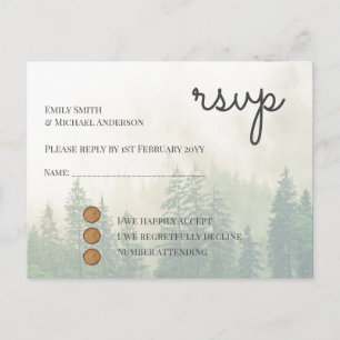 Cartão Postal De Convite Forest Pine Trees Casamento RSVP Retorno Postacard