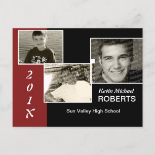 Cartão Postal De Convite Formando de estilo Black e Red Scrapbook Convidar