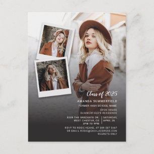 Cartão Postal De Convite Formando Multi Photo Script Graduation 2025 Party