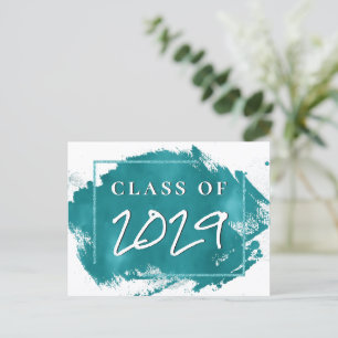 Cartão Postal De Convite Formando Pintado Teal Splatter Brushaft Party