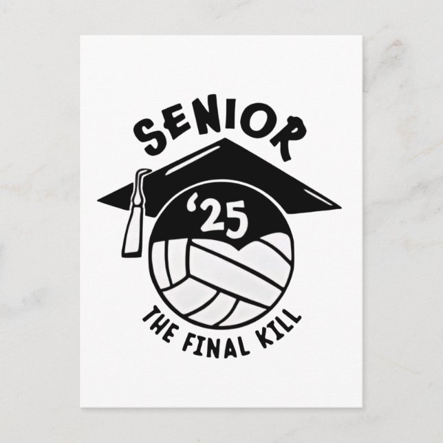 Cartão Postal De Convite Formatura do Voleibol 2025 Seniors (Frente)