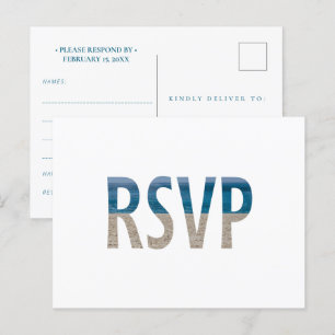 Cartão Postal De Convite Foto de água de Casamento de Praia Tropical RSVP