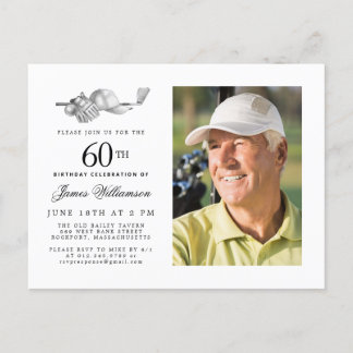 Cartão Postal De Convite Foto de Festa de aniversário 60ª Golfe Clássico El