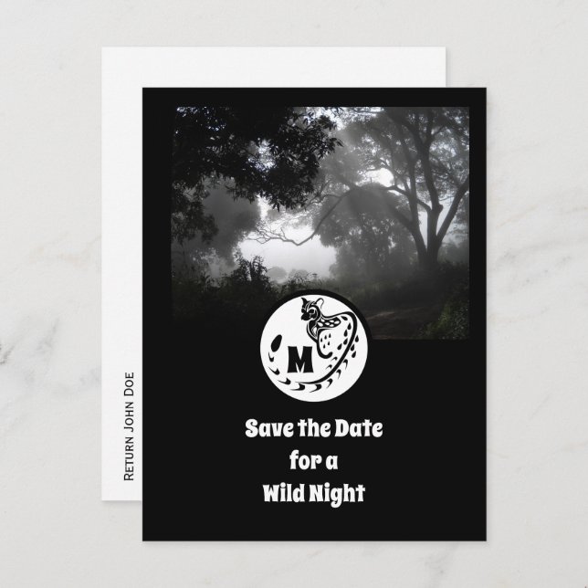 Cartão Postal De Convite Foto de Monograma de Silhueta Geneta Grande (Frente/Verso)