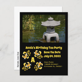 Cartão Postal De Convite Foto do Festa de Aniversário de Cartoon Koi