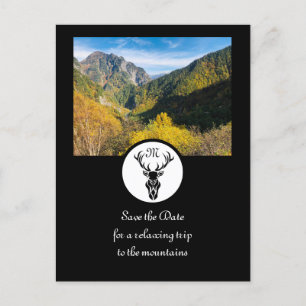 Cartão Postal De Convite Foto do Monograma Silhouette Stag Preto