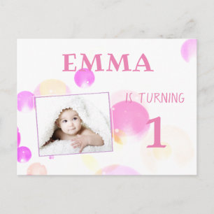 Cartão Postal De Convite Foto do Partido do primeiro aniversario das Bolhas