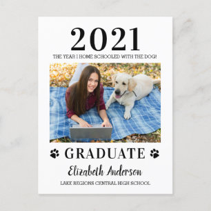 Cartão Postal De Convite Foto Engraçada, Graduação 2021, de Cães na Escola