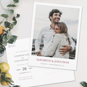 Cartão Postal De Convite Foto minimalista moderna para salvar o casamento d