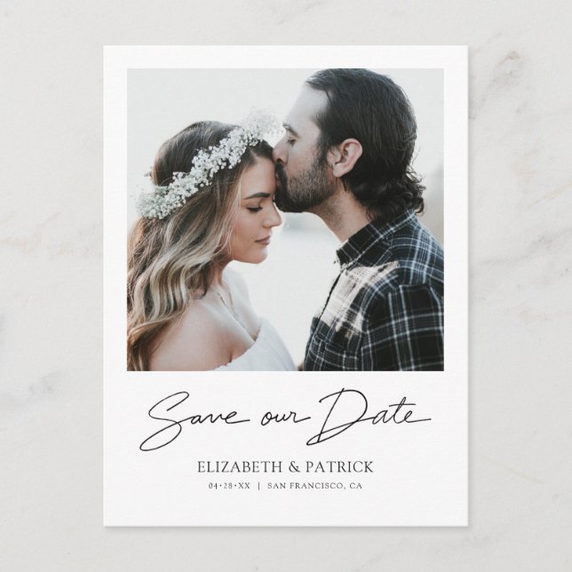 Cartão Postal De Convite Foto moderna simples Salva a data (Frente)