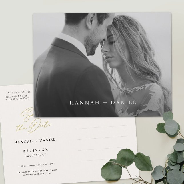 Cartão Postal De Convite Foto personalizada moderna simples Salve a data (Criador carregado)