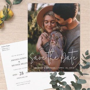 Cartão Postal De Convite Foto simples de Cheio moderno para casamento Salve