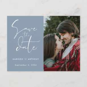 Cartão Postal De Convite Fotografia de casamento 'Salve a Data' em Caligraf