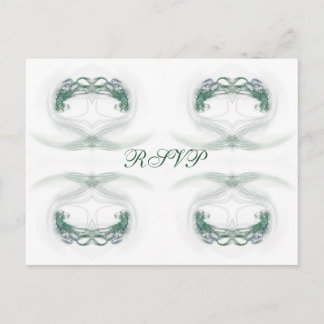 Cartão Postal De Convite Fractal Hearts Green RSVP