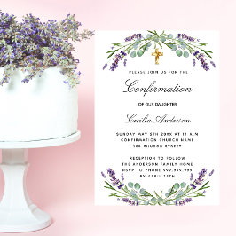 Cartão Postal De Convite Frais violetas de eucalipto de lavanda de confirma