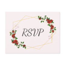Frame Geométrico Moderno - RSVP Floral Vermelho