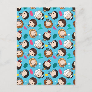 Cartão Postal De Convite FRIENDS™ Padrão Chibi de Personagem