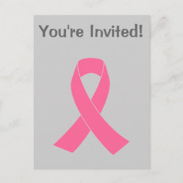 Cartão Postal De Convite Friso de consciência rosa do Cancer