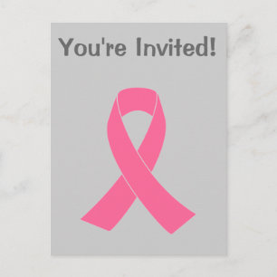 Cartão Postal De Convite Friso de consciência rosa do Cancer