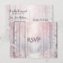 Frosted Petals in a Winter Woodland Wedding RSVP
