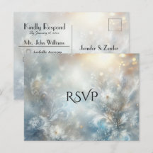 Frozen Petals in Golden Winter Mist Wedding  RSVP