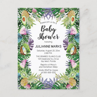 Cartão Postal De Convite Fruta tropical | Chá de fraldas de Verão