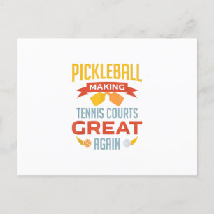 Cartão Postal De Convite funny pickleball fazendo quadras de tênis ótimas n
