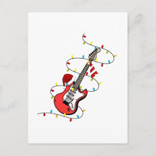 Cartão Postal De Convite Gaita Elétrica Papai Noel Música Amante do Natal