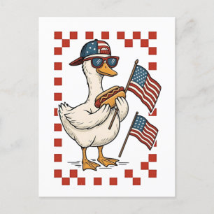 Cartão Postal De Convite Ganso Bandeira Americana EUA Dia da Memória 4 de J