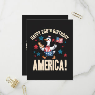 Cartão Postal De Convite Ganso Patriótico Bobo do 250º Aniversário da Améri