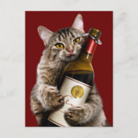 Gato Com Garrafa De Vinho