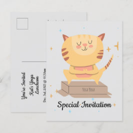 Cartão Postal De Convite Gato De Ioga Cuta Personalizado Para Gato De Gato 