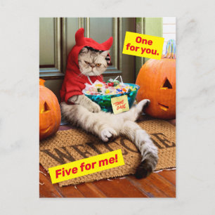 Cartão Postal De Convite Gato Diabo Irritado