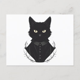 Cartão Postal De Convite Gato Preto Encantado de Salem