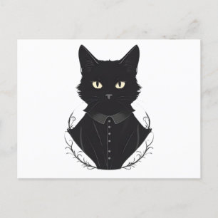 Cartão Postal De Convite Gato Preto Encantado de Salem
