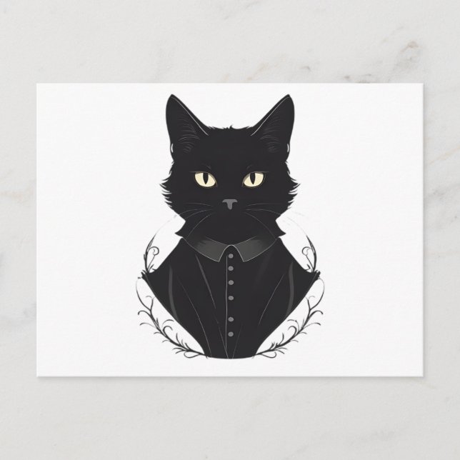 Cartão Postal De Convite Gato Preto Encantado de Salem (Frente)
