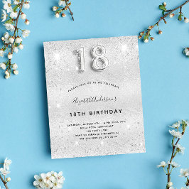 Cartão Postal De Convite glamourosa de prata de 18 anos
