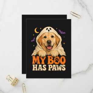 Cartão Postal De Convite Golden Retriever Halloween Patas Assustadoras