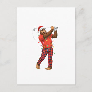 Cartão Postal De Convite Golfe de Bigfoot Sasquatch Natal 2026 Férias Espor