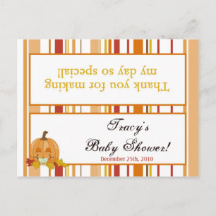 Cartão Postal De Convite Goody Bag Topper Autumn Fall Pumpkin Baby Green