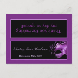 Cartão Postal De Convite Goody Bag Topper Mis XV Purple Lilly Party