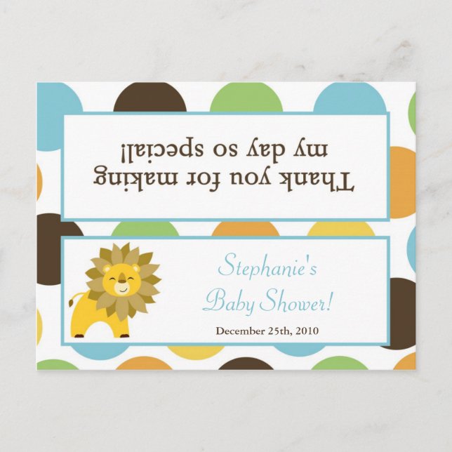 Cartão Postal De Convite Goody Bag Topper Selgle King Lion Safari Animal (Frente)